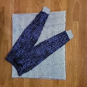 Aerie Purple/Black Leapord Print Pajama Jogger Pants, Great Condition!